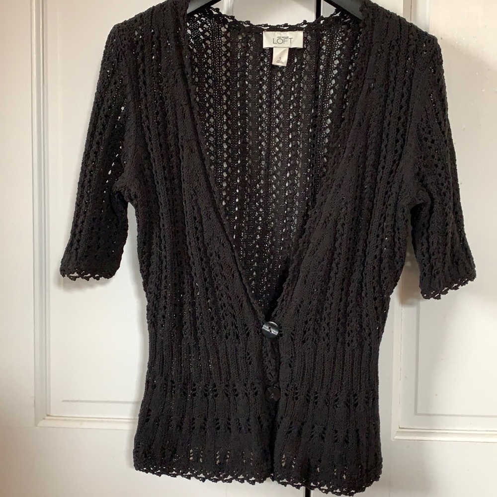 Ann Taylor Loft V-neck woven sweater cardigan